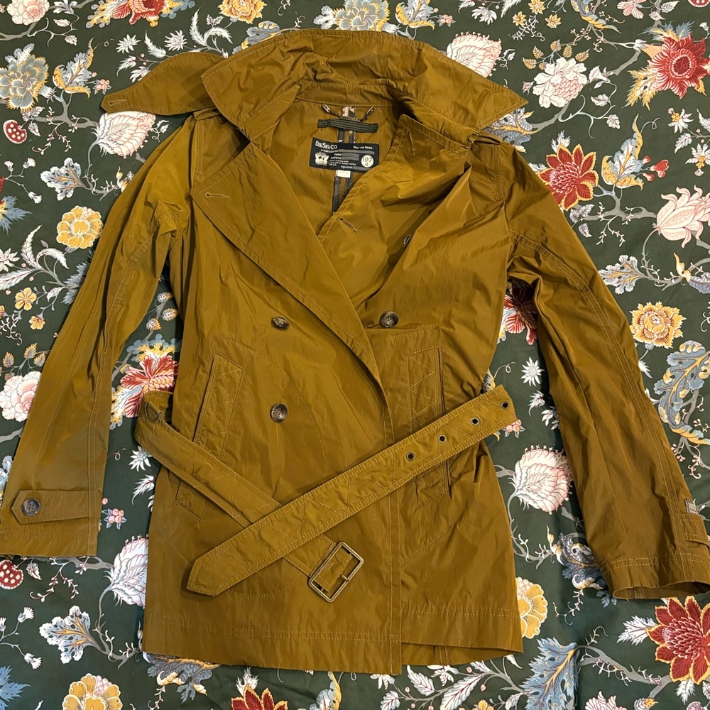 Diesel Khaki Green Rain-Trench Coat